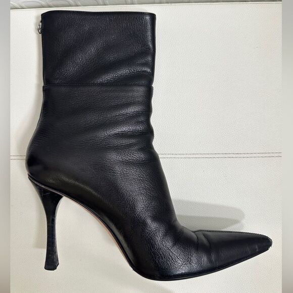 Gucci Black Leather Pointed Toe Ankle Boots Size 37 1/2 US 7 1/2 Original Box - Picture 11 of 16